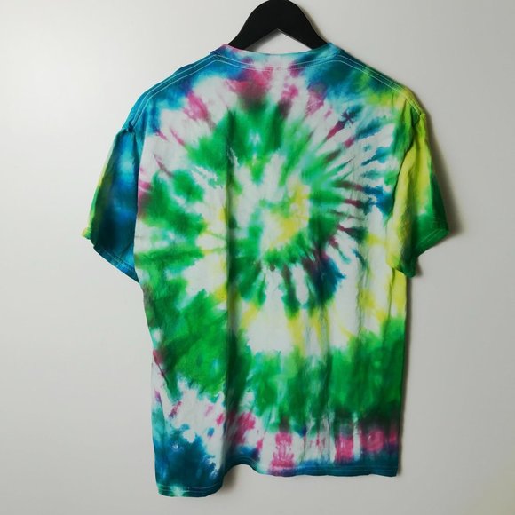 Gildan Tie Dye T Shirt Festival Hippie Trendy Tee Short Sleeve Cotton Logo - Picture 3 of 9